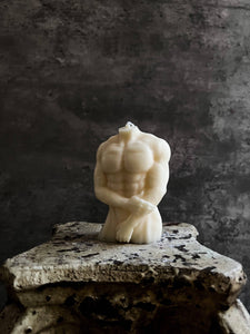 Agaboo Candle - Small Antique Body Sculpture Male Torso Candle: Red / Unscented